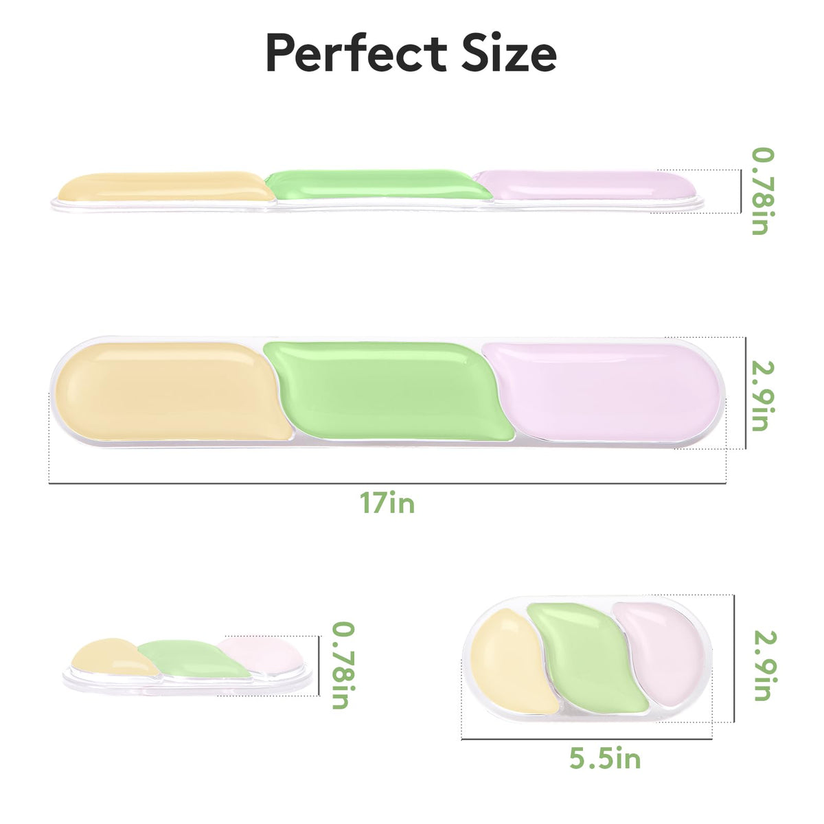 Ergonomic Gel Wrist Rest Set – Keyboard and Mouse Support Pad with Soft Cushioning for Office, Work, Gaming, and Study – Anti-Slip Base, Comfortable Design (Pink-Green-Orange)