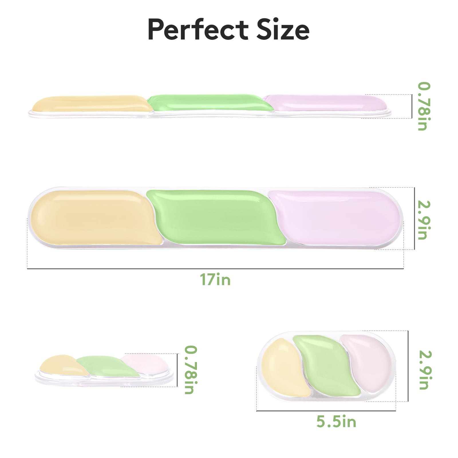 Ergonomic Gel Wrist Rest Set – Keyboard and Mouse Support Pad with Soft Cushioning for Office, Work, Gaming, and Study – Anti-Slip Base, Comfortable Design (Pink-Green-Orange)