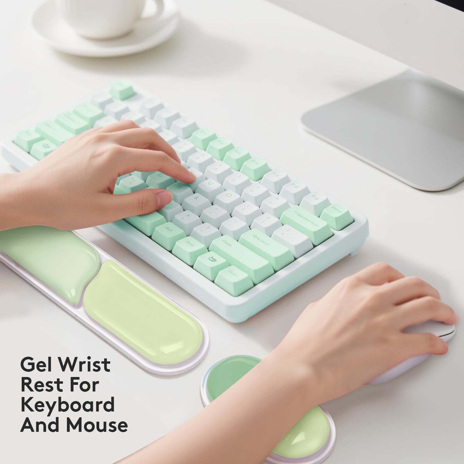 Ergonomic Gel Wrist Rest Set – Keyboard and Mouse Support Pad with Soft Cushioning for Office, Work, Gaming, and Study – Anti-Slip Base, Comfortable Design (Green)