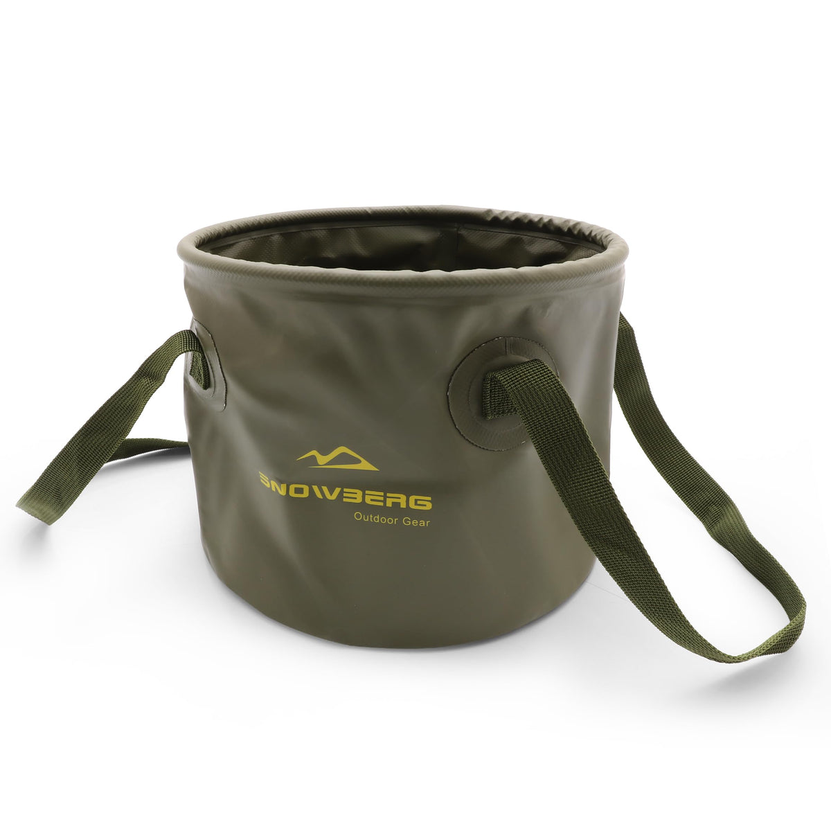 Multi-Use Collapsible Bucket – Foldable Camping Container with Dual Handles, 10L/20L Capacity, Supports 22 lbs or 44 lbs, Waterproof PVC Mesh for Fishing, Washing, Picnics &amp; Outdoor Use (Forest Green,Trumpet)