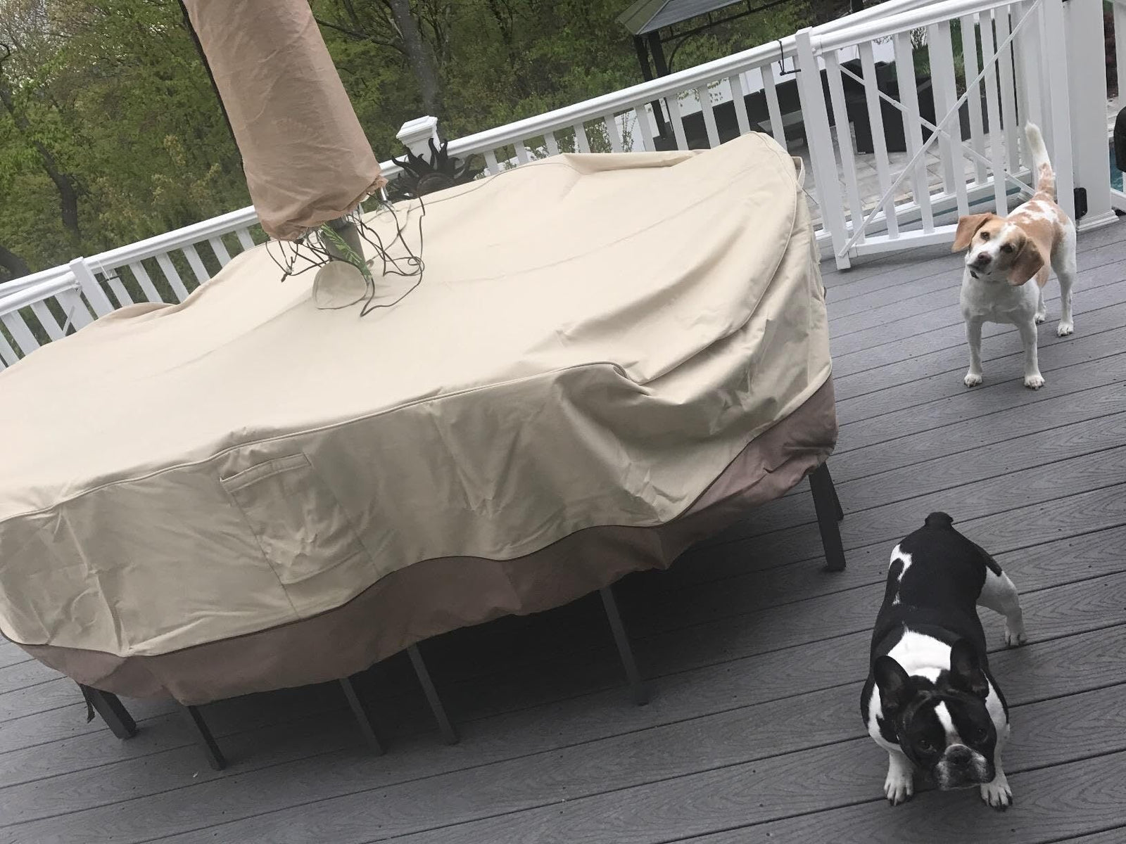 Round Patio Furniture Cover with Umbrella Hole: Waterproof 4-Season Protector for Garden, Balcony Table & Chair Sets(155x60 cm LxH)