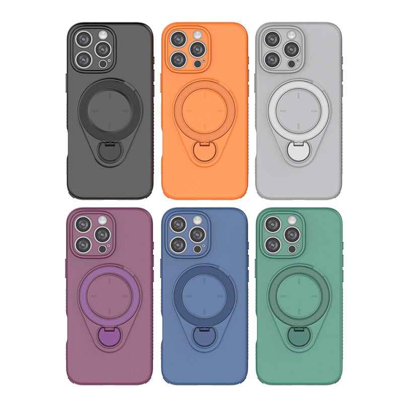 Magnetic Shockproof Case with 360-Degree Rotating Ring Stand for iPhone 16 Pro – Slim Protective Phone Cover with Airbag Corners and Wireless Charging Support for Home, Office, Travel and Daily Use (Purple)
