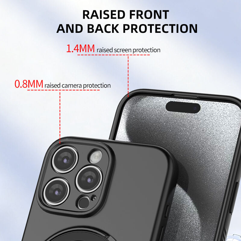 Magnetic Shockproof Case with 360-Degree Rotating Ring Stand for iPhone 16 Pro – Slim Protective Phone Cover with Airbag Corners and Wireless Charging Support for Home, Office, Travel and Daily Use (Purple)