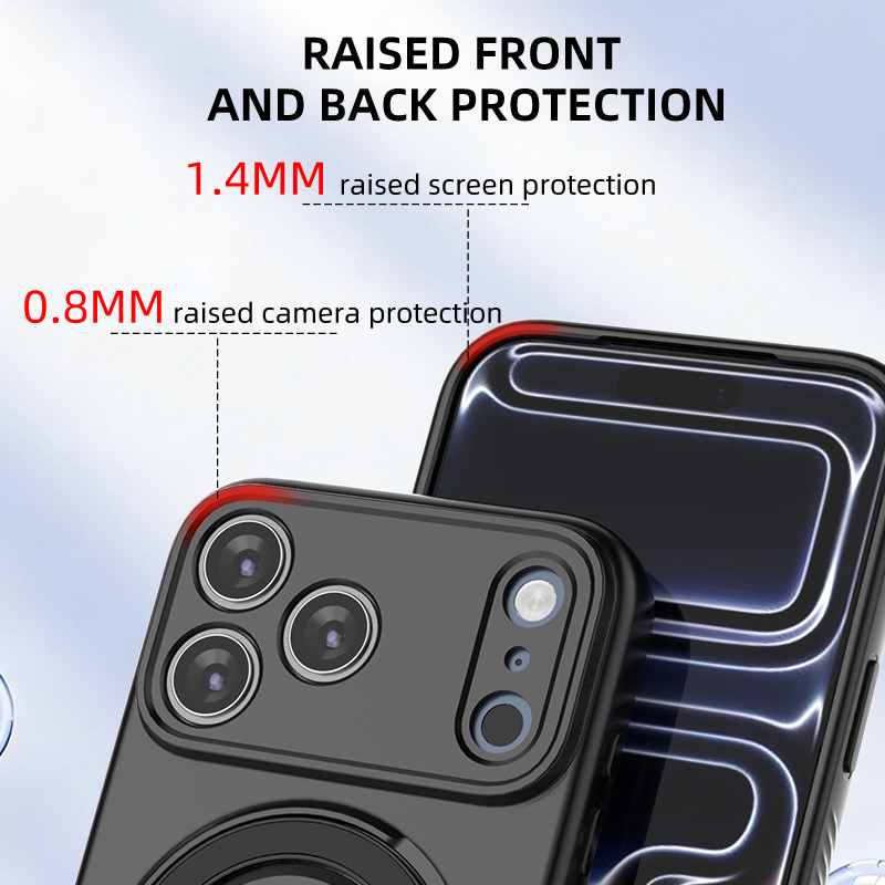 Magnetic Shockproof Case with 360-Degree Rotating Ring Stand for iPhone 17 Pro Max – Slim Protective Phone Cover with Airbag Corners and Wireless Charging Support for Home, Office, Travel and Daily Use (Grey)