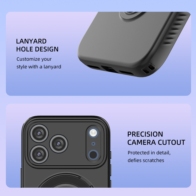 Magnetic Shockproof Case with 360-Degree Rotating Ring Stand for iPhone 17 Pro Max – Slim Protective Phone Cover with Airbag Corners and Wireless Charging Support for Home, Office, Travel and Daily Use (Blue)