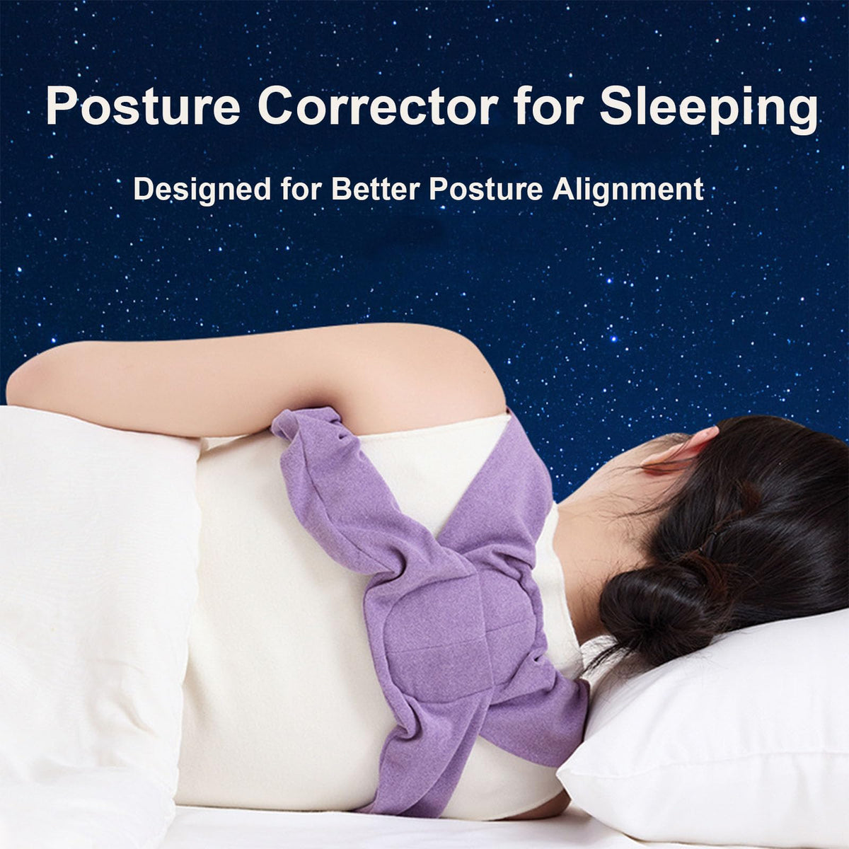 Sleep Posture Corrector for Women and Men – Shoulder Alignment Belt with Soft Cushion, Nighttime Back Support for Better Spine and Upper Body Positioning (L)