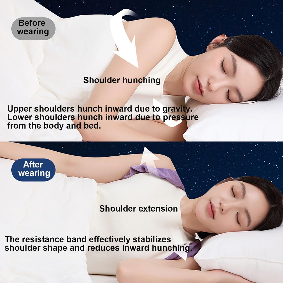 Sleep Posture Corrector for Women and Men – Shoulder Alignment Belt with Soft Cushion, Nighttime Back Support for Better Spine and Upper Body Positioning (L)