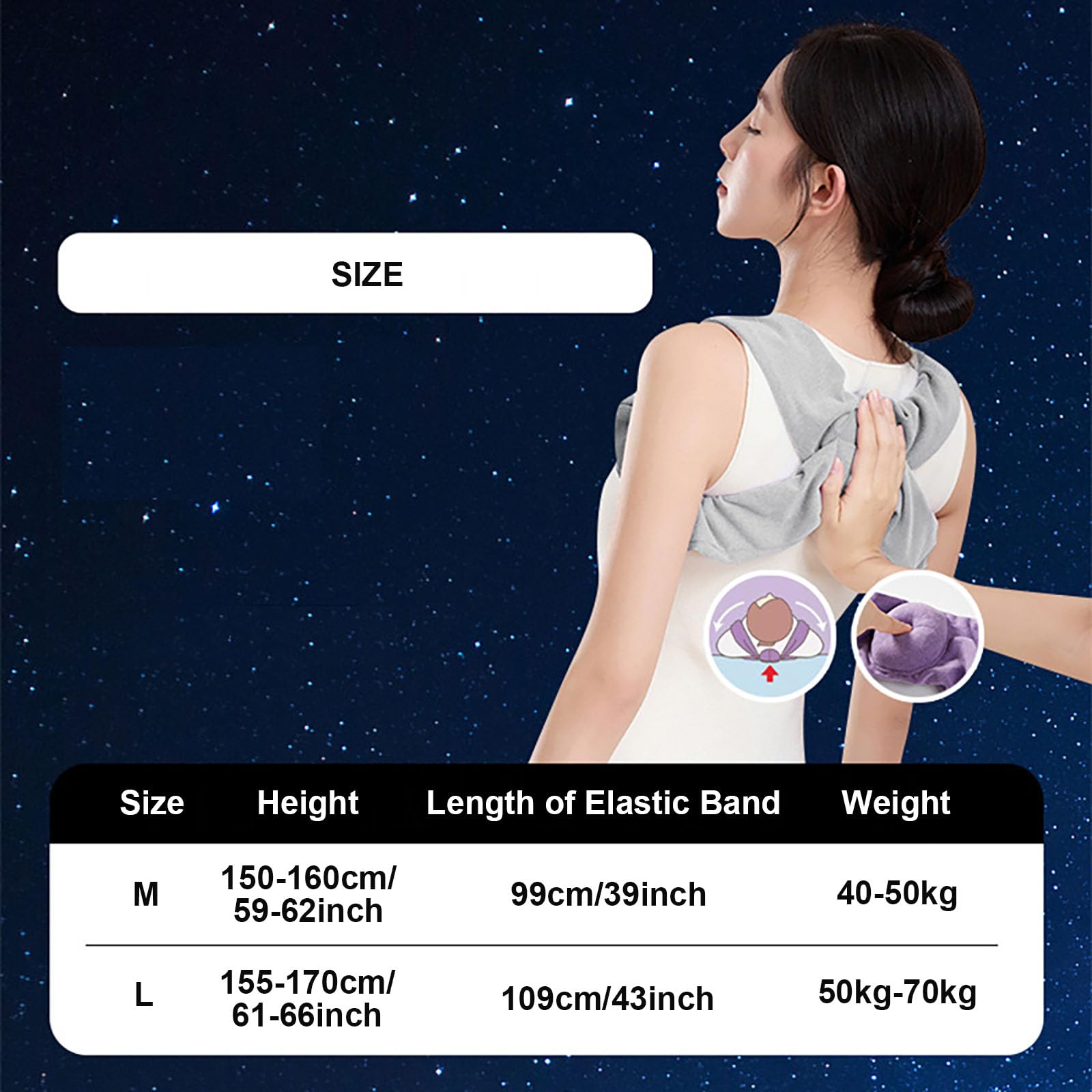 Sleep Posture Corrector for Women and Men – Shoulder Alignment Belt with Soft Cushion, Nighttime Back Support for Better Spine and Upper Body Positioning (L)
