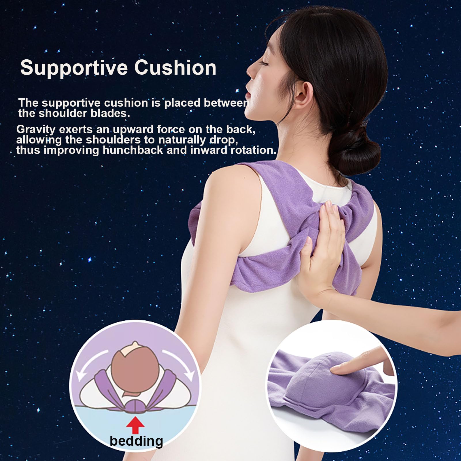 Sleep Posture Corrector for Women and Men – Shoulder Alignment Belt with Soft Cushion, Nighttime Back Support for Better Spine and Upper Body Positioning (M)