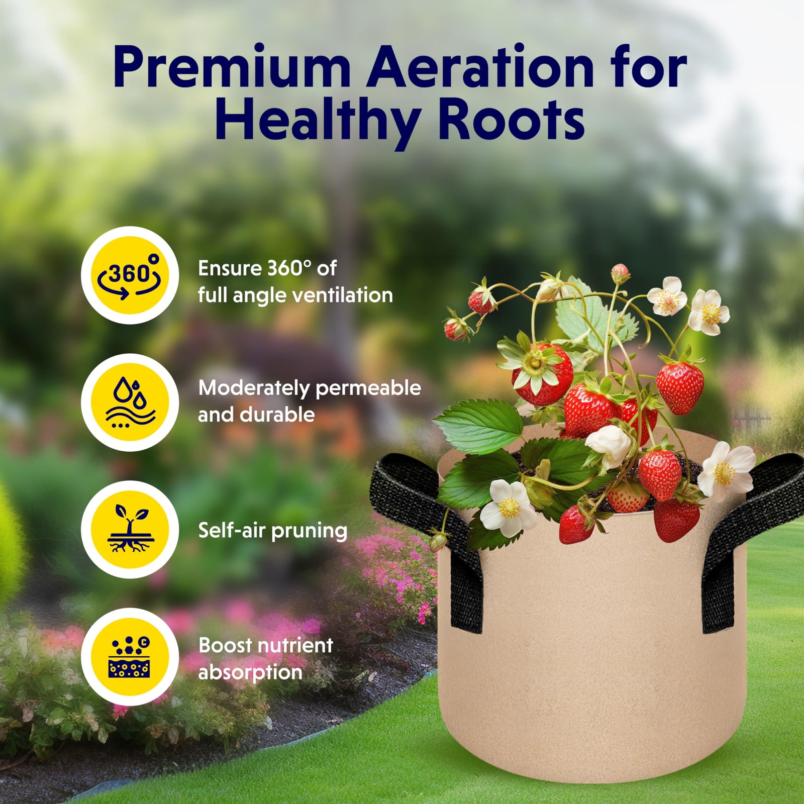 10-Pack 1-Gallon Fabric Grow Bags – Heavy-Duty Breathable Non-Woven Plant Pots with Handles for Vegetables, Herbs, Flowers (Camel)