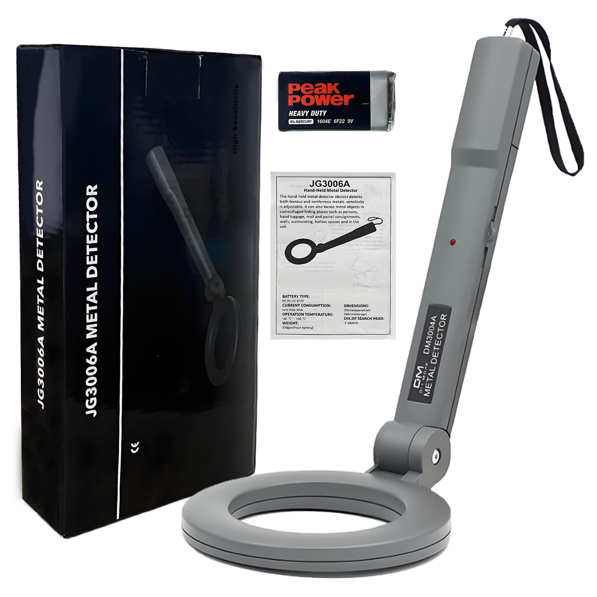 Portable Handheld Metal Detector with 180° Rotating Probe – Foldable Design, LED Indicator &amp; Alarm, Ideal for Security Checks, Schools, Airports, and Outdoor Use (Gray)