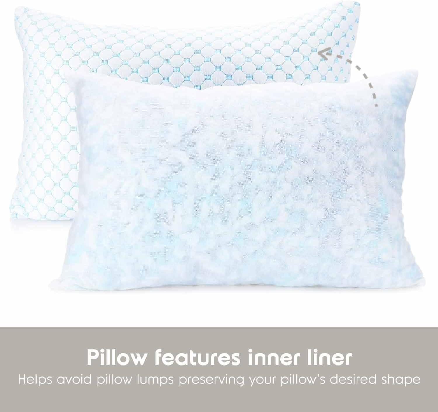 King Size Cooling Pillow with Shredded Memory Foam & Gel Infusion – Adjustable Loft, Breathable Dual-Sided Cover, 20" x 36" (Blue) | Other Sizes Available in Store