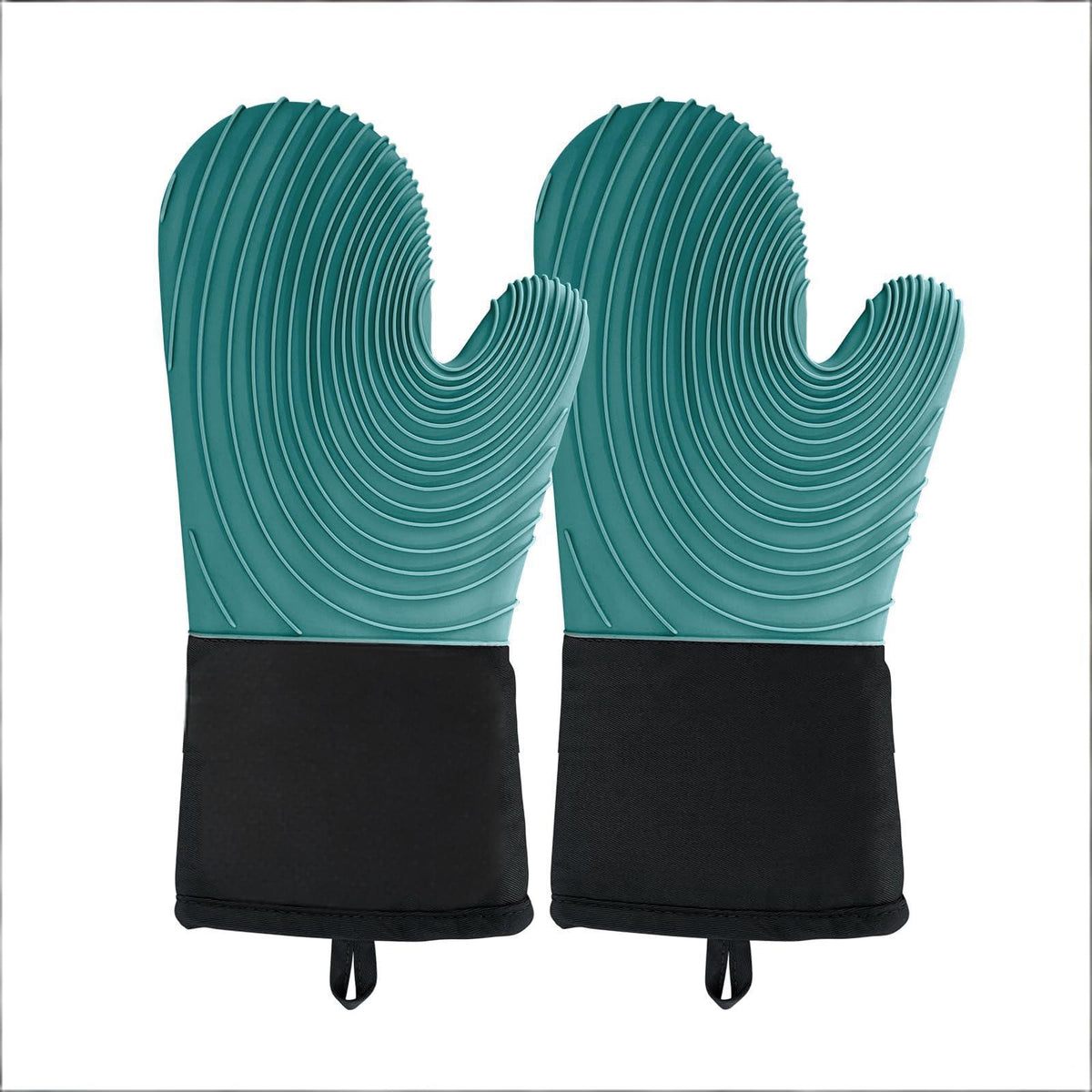 Premium Silicone Oven Mitts – Heat Resistant Up to 500°F, Non-Slip Grip, Easy to Clean, Food Grade &amp; BPA-Free, Ideal for Grilling, Baking, Cooking, Microwave Use (Green)
