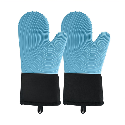 Premium Silicone Oven Mitts – Heat Resistant Up to 500°F, Non-Slip Grip, Easy to Clean, Food Grade & BPA-Free, Ideal for Grilling, Baking, Cooking, Microwave Use (Blue)