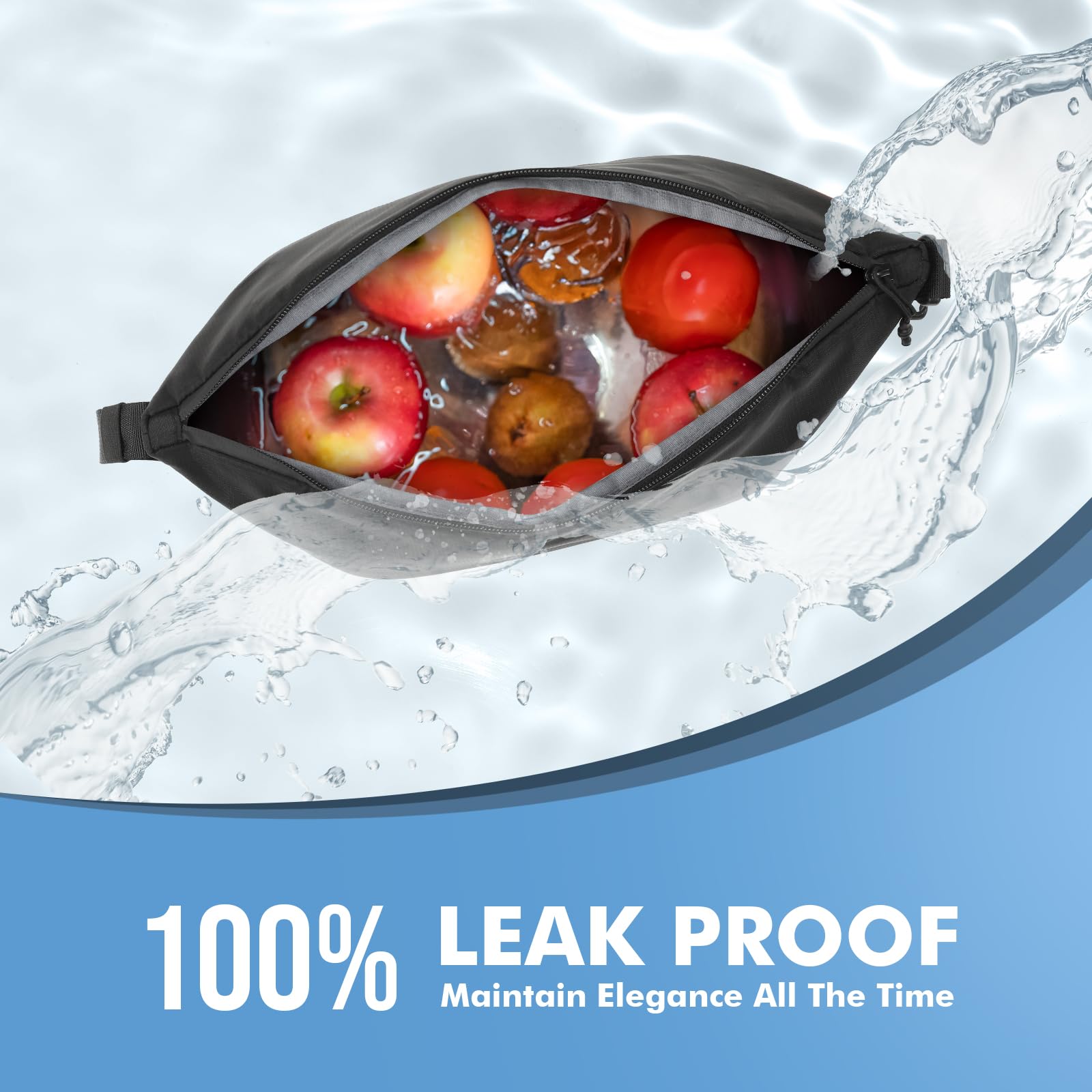 Foldable Lunch Bag – Reusable Insulated Cooler Tote with Waterproof Zipper, Leak-Proof Design, Lightweight & Compact, Ideal for Work, School, Picnic, Travel (Black)