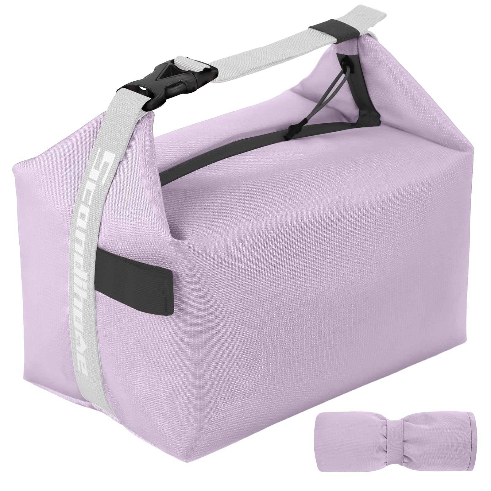 Foldable Lunch Bag – Reusable Insulated Cooler Tote with Waterproof Zipper, Leak-Proof Design, Lightweight & Compact, Ideal for Work, School, Picnic, Travel (Purple)