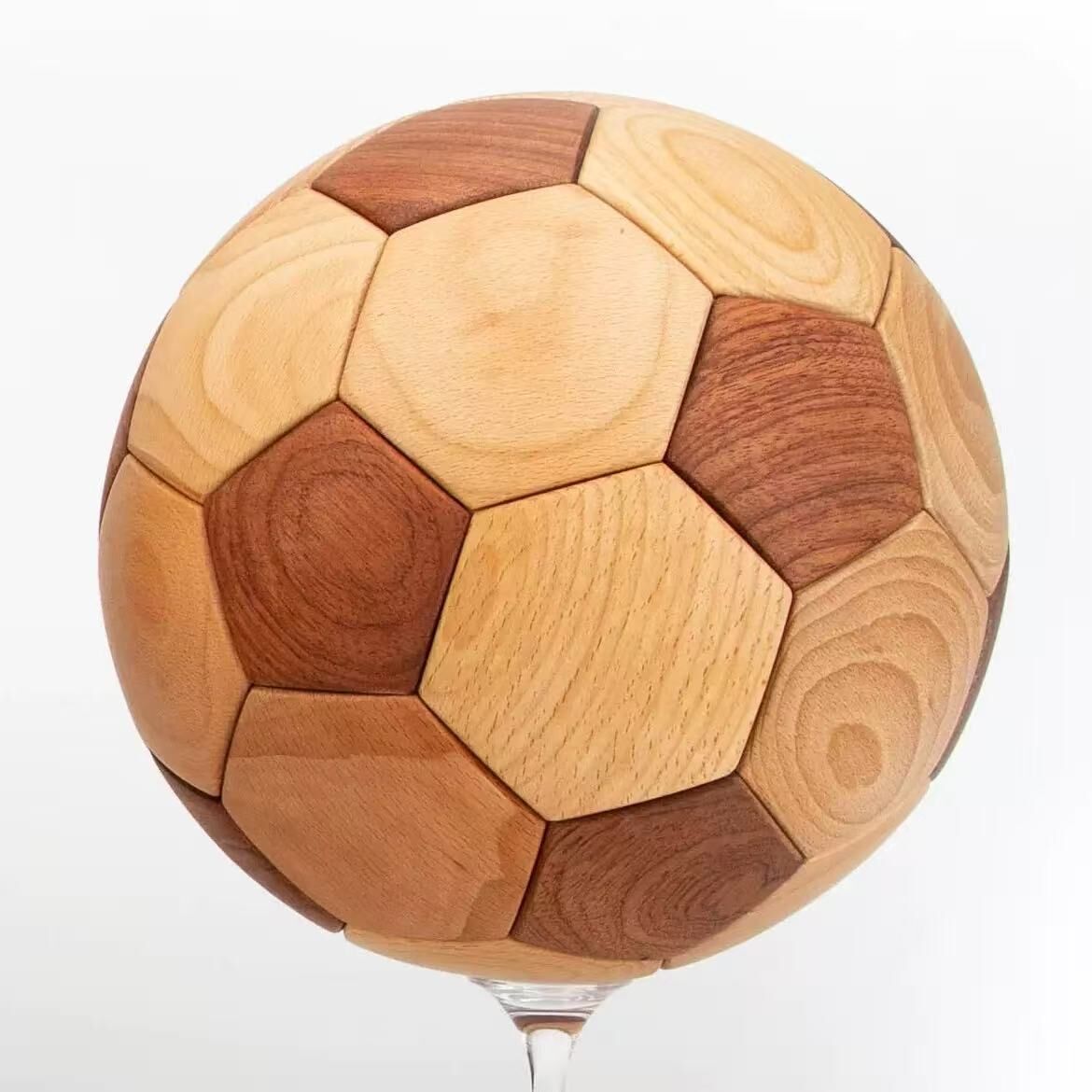 Handcrafted Wooden Football Puzzle – 3D Mortise and Tenon Soccer Ball Assembly Kit | Solid Teak, Beech Wood | DIY Gift for Adults, Kids &amp; Football Fans