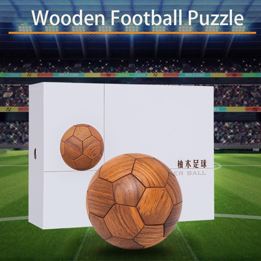 Handcrafted Wooden Football Puzzle – 3D Mortise and Tenon Soccer Ball Assembly Kit | Solid Teak, Beech Wood | DIY Gift for Adults, Kids & Football Fans