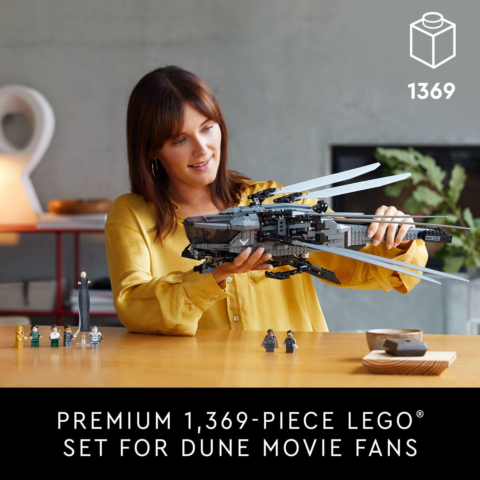 LEGO Dune Atreides Royal Ornithopter 10327 – Premium 1,369-Piece Buildable Model with 8 Minifigures – Adult Collector Set for Sci-Fi Fans – 22" Long x 31" Wide x 9" High (Silver)