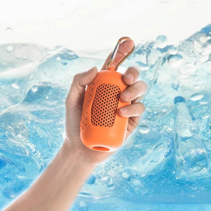 Instant Cooling Towel – Quick-Dry Sport Towel with EVA Storage Case &amp; Carabiner Clip, Ideal for Gym, Outdoor, Travel Swimming(Orange)