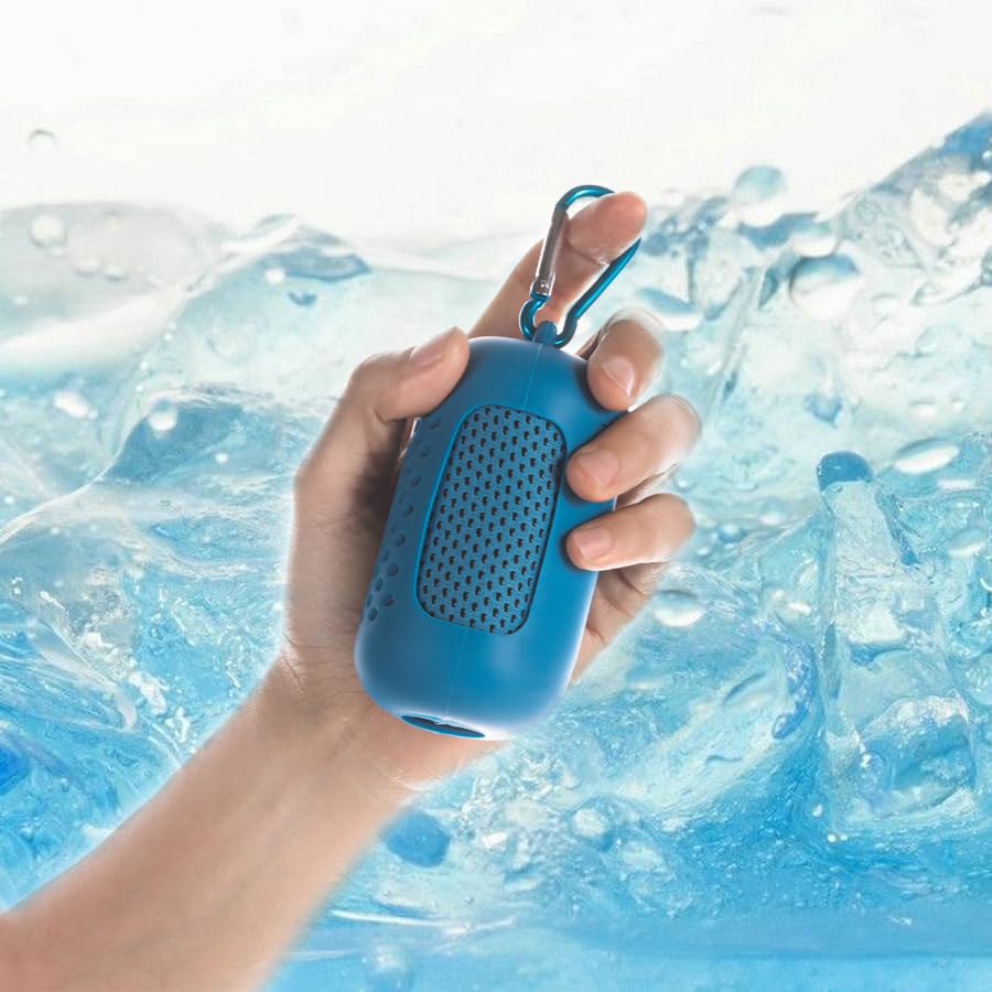 Instant Cooling Towel – Quick-Dry Sport Towel with EVA Storage Case &amp; Carabiner Clip, Ideal for Gym, Outdoor, Travel Swimming(Blue)