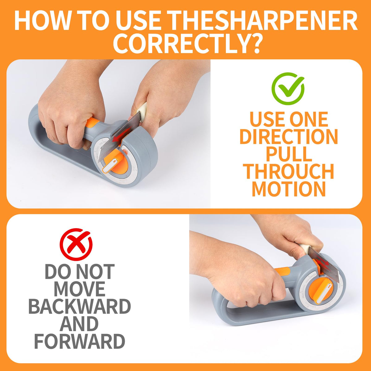 6-in-1 Rotary Knife Sharpener – Adjustable Multi-Function Sharpener for Knives, Scissors, Sushi & Bread Knives, Fast & Easy Sharpening Tool for Home Kitchen Use (Gray)