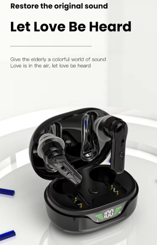 Bluetooth Invisible Hearing Aid for Seniors – Rechargeable Sound Amplifier with Noise Reduction & Digital Display