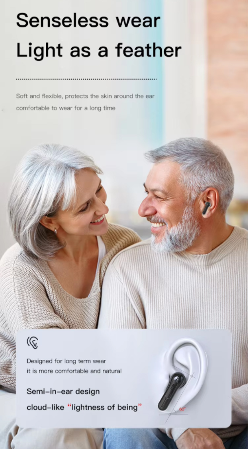 Bluetooth Invisible Hearing Aid for Seniors – Rechargeable Sound Amplifier with Noise Reduction & Digital Display