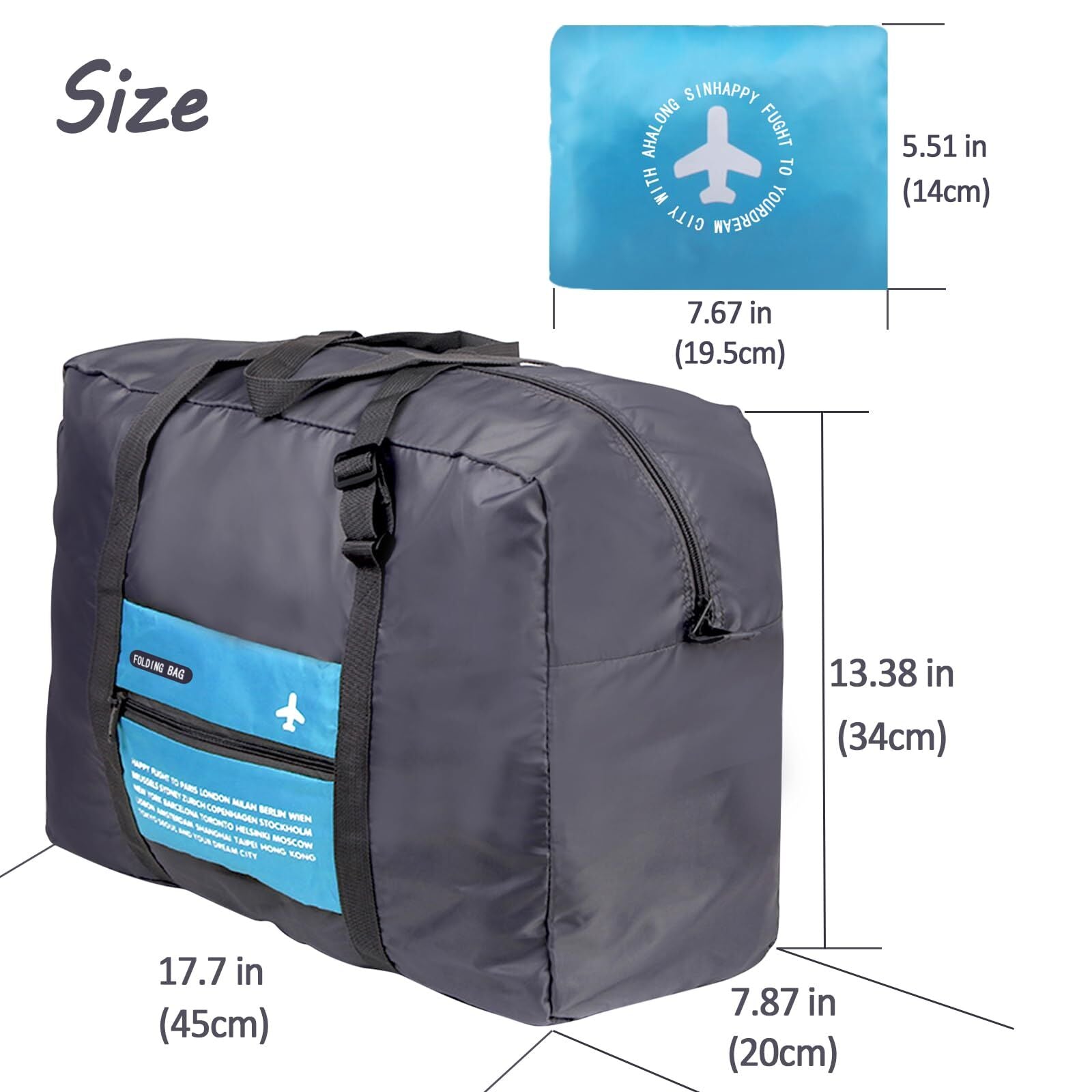 Compact Foldable Travel Duffel Bag – Lightweight Carry-On for Weekend Trips, Overnight & Gym Use (Blue) | Other Colors Available In-Store