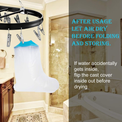 Foot Waterproof Shower Sleeve for Adults – Reusable Cast Protector for Ankle, Foot & Toe During Bathing or Water Activities (Blue)