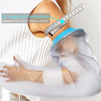 Full Arm Waterproof Shower Sleeve for Adults – Long Cast Protector for Hand, Wrist, Elbow & Forearm During Bathing or Water Activities (Blue)