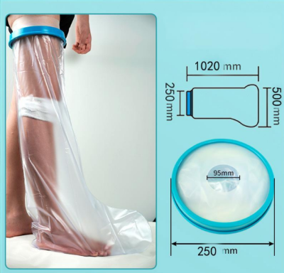 Full Leg Waterproof Shower Sleeve for Adults – Reusable Cast Protector for Foot, Ankle & Lower Leg During Bathing or Water Activities (Blue)