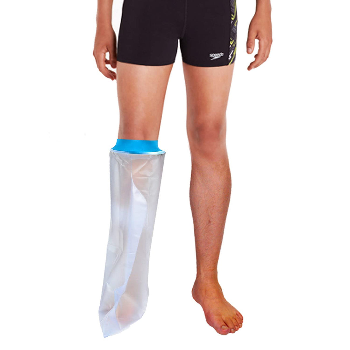 Lower Leg Waterproof Shower Sleeve for Kids – Reusable Cast Protector for Calf, Ankle &amp; Foot During Bathing or Water Activities (Blue)