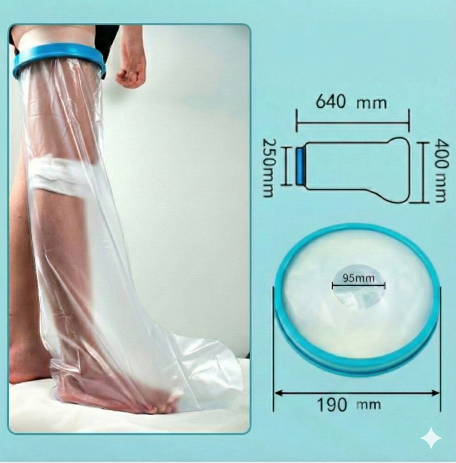 Lower Leg Waterproof Shower Sleeve for Kids – Reusable Cast Protector for Calf, Ankle & Foot During Bathing or Water Activities (Blue)