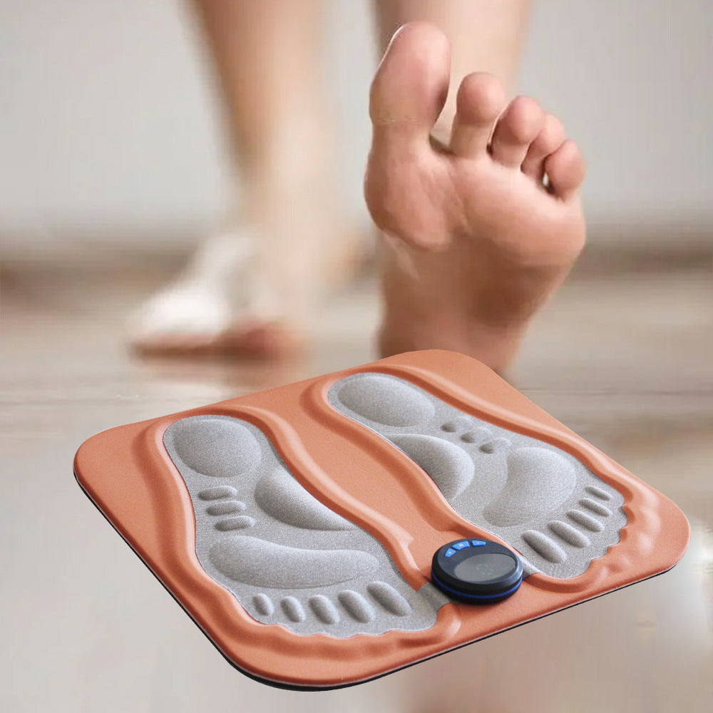 Smart Foot Massage Mat with 6 Modes &amp; 15 Intensity Levels – Rechargeable Pulse Therapy Pad for Relaxation at Home, Office, or Travel (Orange)