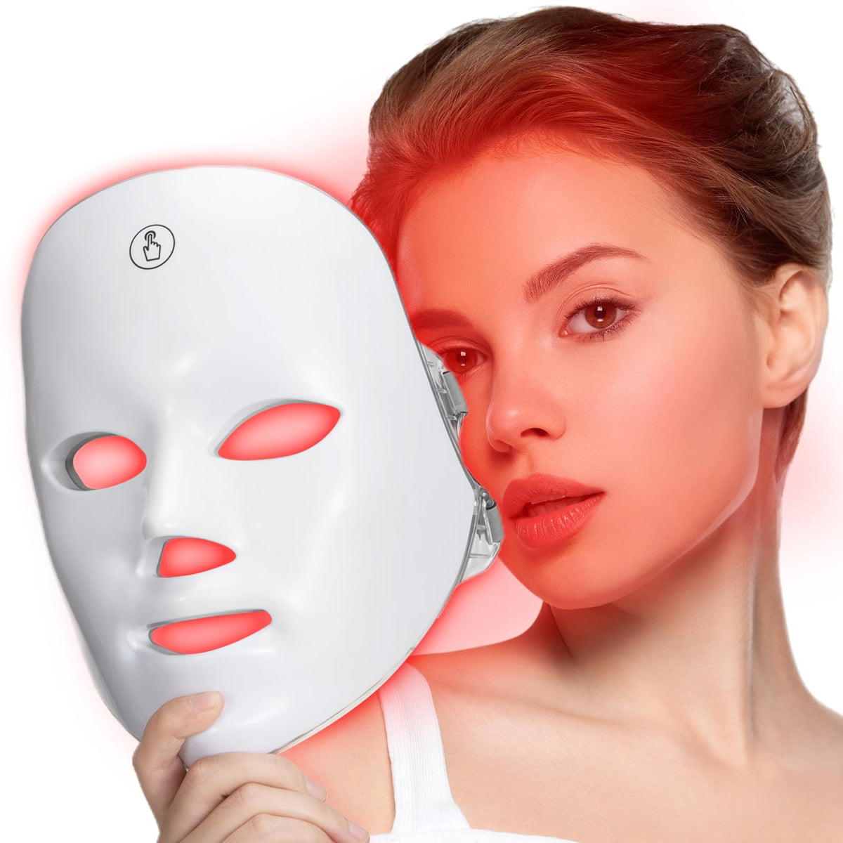 7-Color Facial Light Mask for Home Skincare – Rechargeable LED Beauty Device with 270 LEDs, One-Touch Control &amp; Auto-Timer (White with Gold Trim)  | Other Colors Available in Store