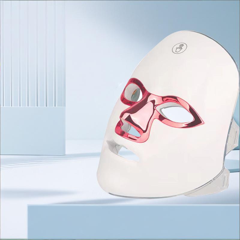 7-Color Facial Light Mask for Home Skincare – Rechargeable LED Beauty Device with 270 LEDs, One-Touch Control &amp; Auto-Timer (White with Rose Gold Trim)   | Other Colors Available in Store