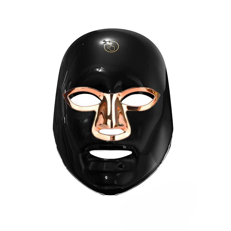 7-Color Facial Light Mask for Home Skincare – Rechargeable LED Beauty Device with 270 LEDs, One-Touch Control &amp; Auto-Timer (Black with Gold Trim)   | Other Colors Available in Store