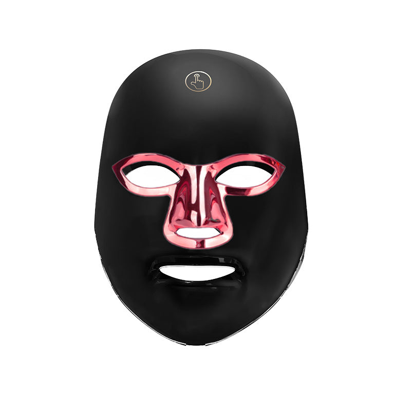7-Color Facial Light Mask for Home Skincare – Rechargeable LED Beauty Device with 270 LEDs, One-Touch Control & Auto-Timer (Black with Rose Gold Trim)   | Other Colors Available in Store