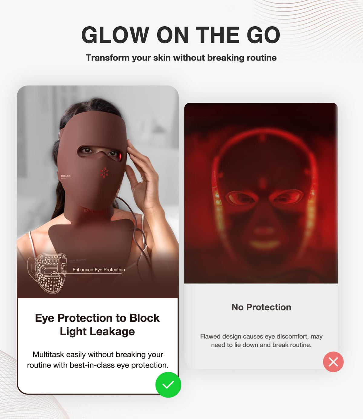 High-Performance 3D LED Beauty Mask – 4 Light Modes, 328 LEDs, Wireless Operation, Adjustable Timer, Lightweight & Flexible Fit – Reveal Radiant Skin (Brown)