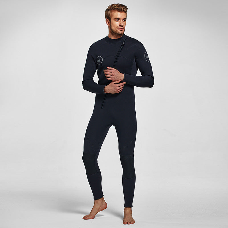 Men's 3mm Full Wetsuit for Surfing Diving & Cold Water Swimming – Front-Zip Neoprene Suit with UV Protection and Flexible Fit(Black,XL)  | Other Colors Available in Store