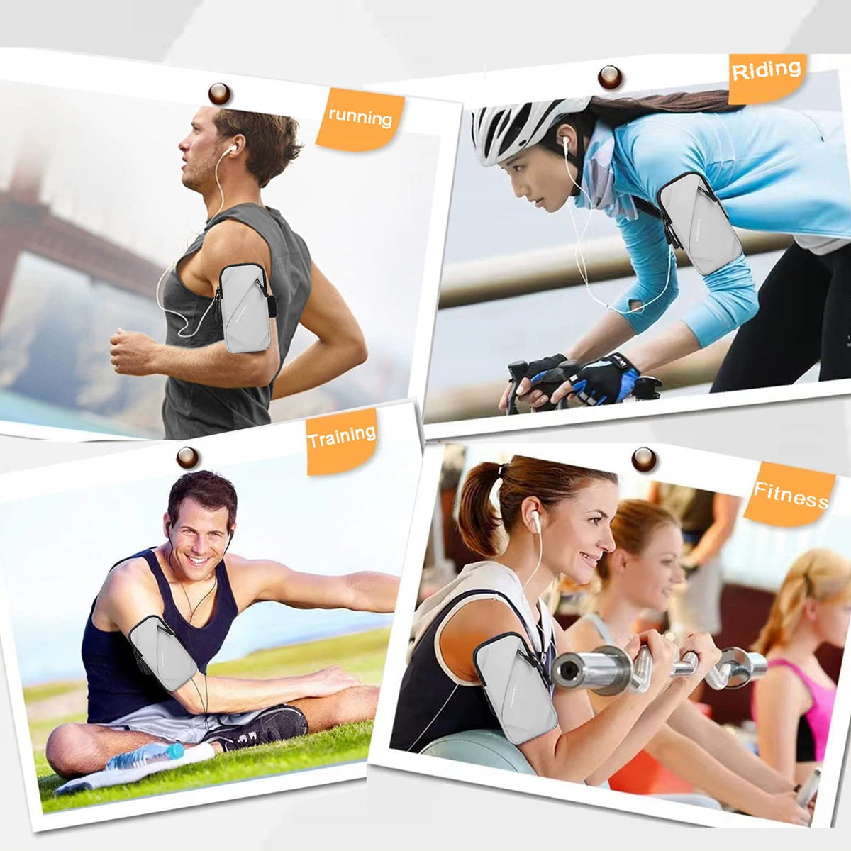 Universal Running Phone Arm Band – Waterproof, Dual Pocket, Adjustable Strap, Breathable Mesh, Fits Phones Up to 6.7 Inches, Crossbody & Waist Clip (Grey)