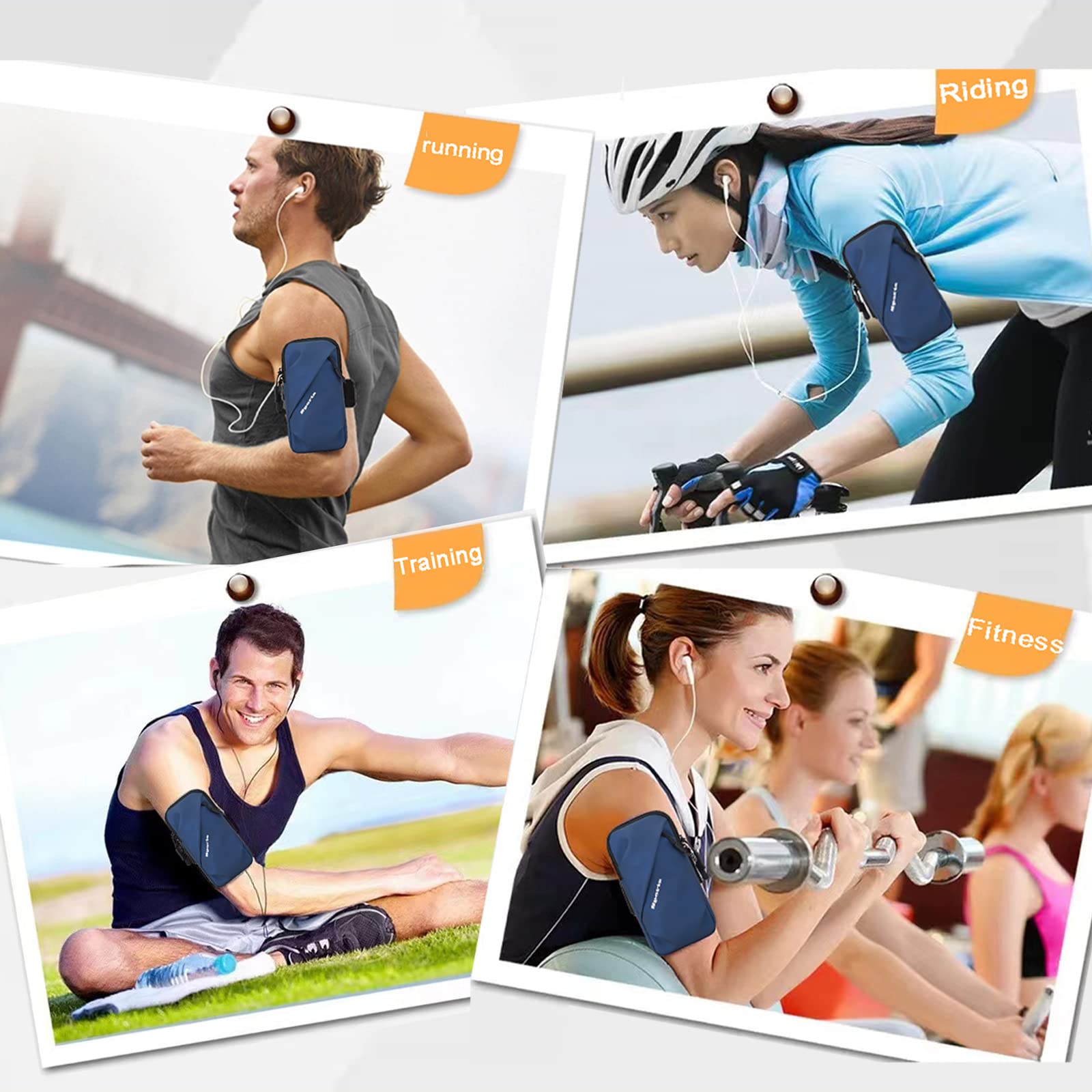 Universal Running Phone Arm Band – Waterproof, Dual Pocket, Adjustable Strap, Breathable Mesh, Fits Phones Up to 6.7 Inches, Crossbody & Waist Clip (Blue)