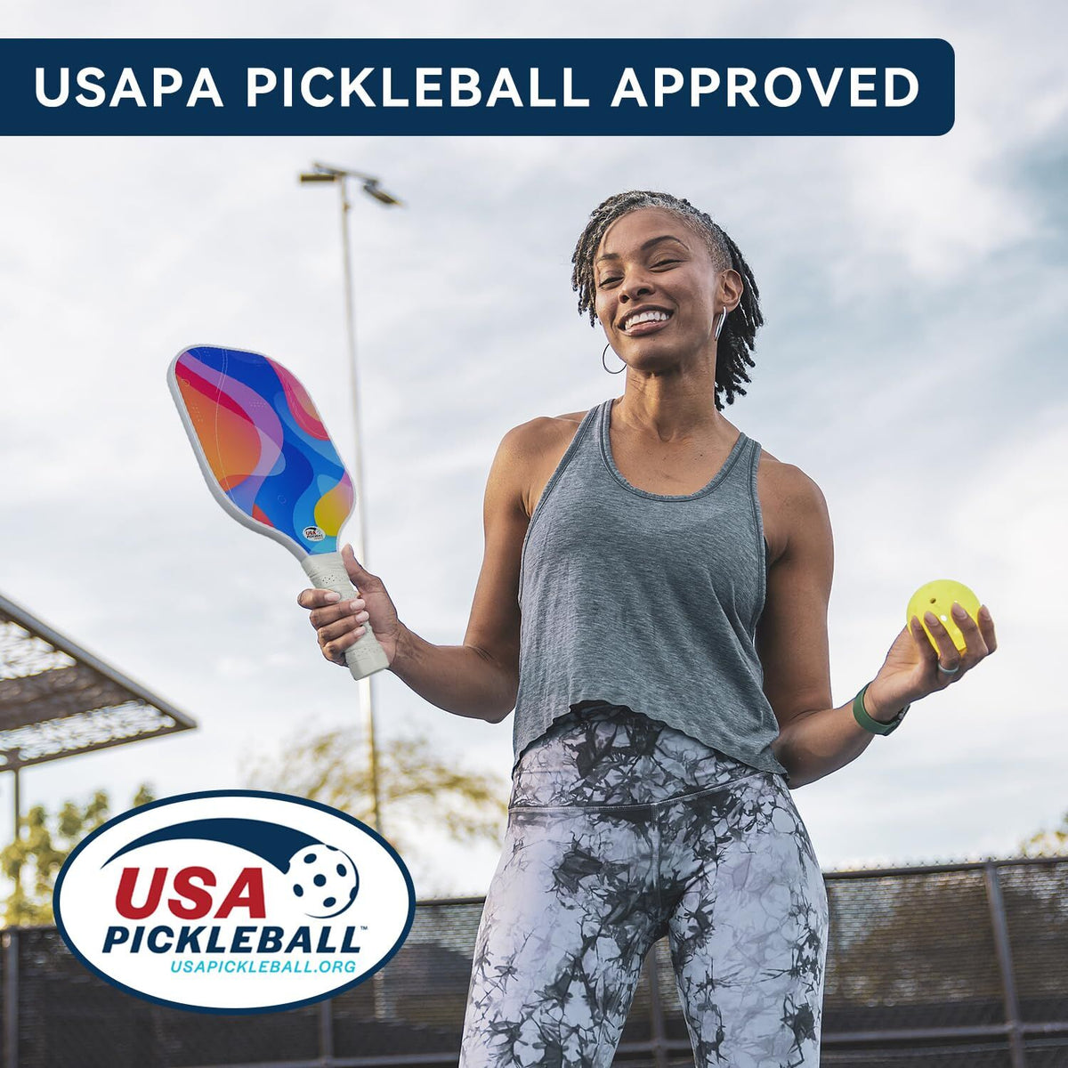 Pickleball Paddle Set with 4 Balls – Fiberglass Surface, Lightweight Grip | Indoor & Outdoor Play