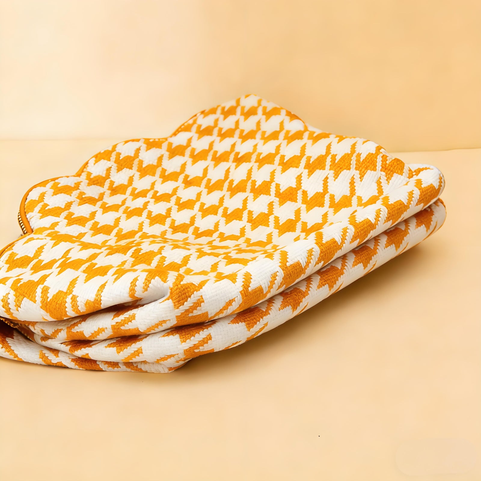 Houndstooth Knit Cloud Bag: Commute & Daily Handbag, Portable Storage Clutch (Mango Yellow) | Other Colors Available in Store
