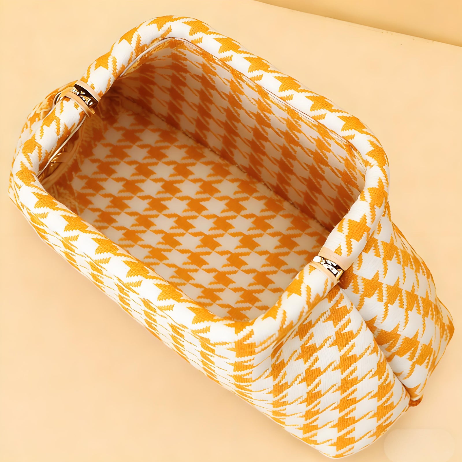 Houndstooth Knit Cloud Bag: Commute & Daily Handbag, Portable Storage Clutch (Mango Yellow) | Other Colors Available in Store