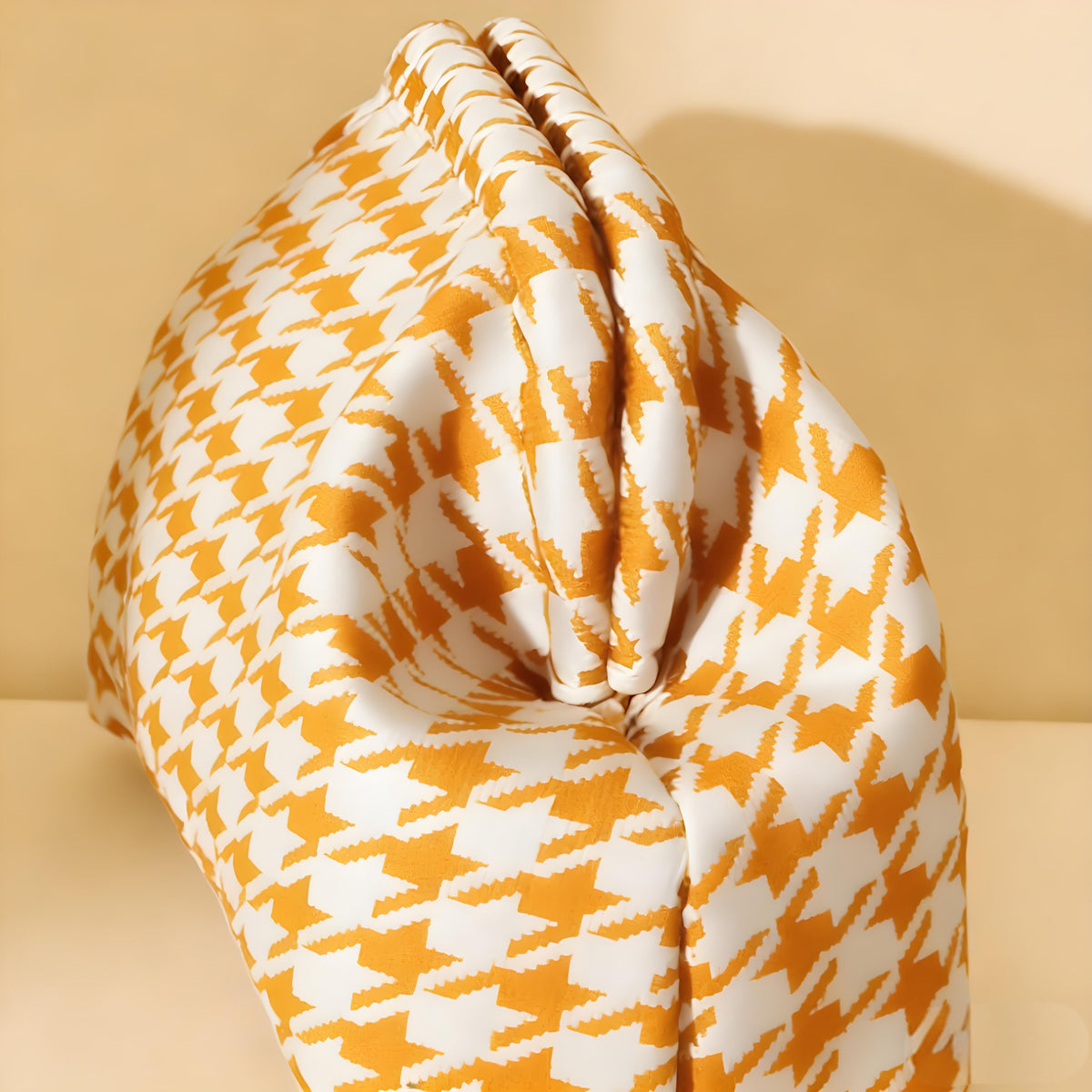 Houndstooth Knit Cloud Bag: Commute & Daily Handbag, Portable Storage Clutch (Mango Yellow) | Other Colors Available in Store
