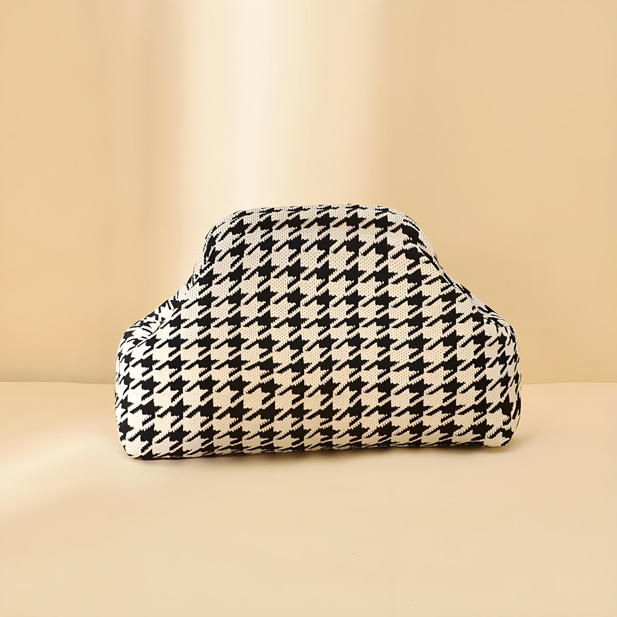 Houndstooth Knit Cloud Bag: Commute &amp; Daily Handbag, Portable Storage Clutch (Black) | Other Colors Available in Store