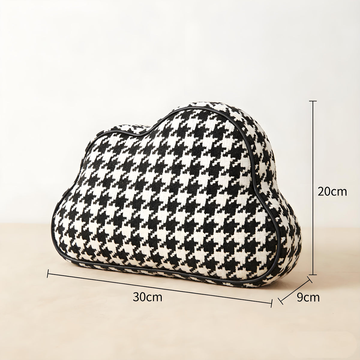 Houndstooth Knit Cloud Bag: Commute & Daily Handbag, Portable Storage Clutch (Black) | Other Colors Available in Store