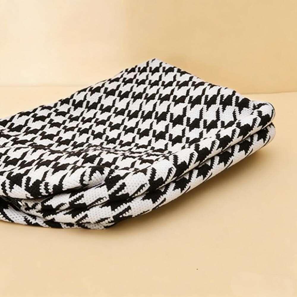Houndstooth Knit Cloud Bag: Commute & Daily Handbag, Portable Storage Clutch (Black) | Other Colors Available in Store